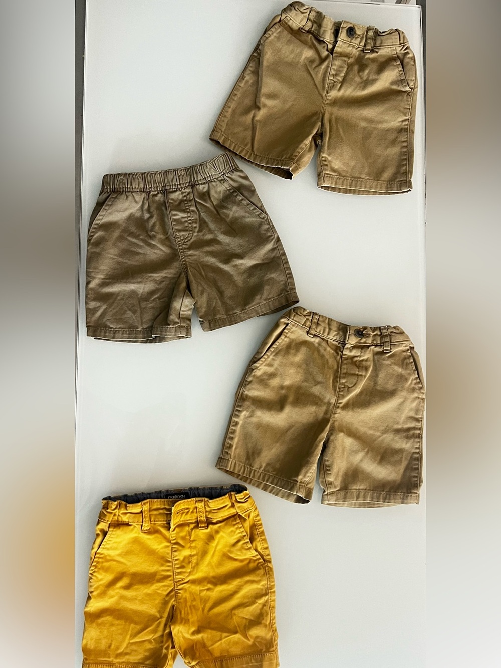 Kids Cotton Pull-On and Button-Front Shorts - Brown & Mustard